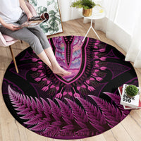 Pink African Dashiki With Aotearoa Maori Round Carpet Paua Shell Mix Silver Fern LT14 - Polynesian Pride