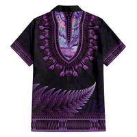 Purple African Dashiki With Aotearoa Maori Hawaiian Shirt Paua Shell Mix Silver Fern LT14 - Polynesian Pride