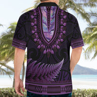 Purple African Dashiki With Aotearoa Maori Hawaiian Shirt Paua Shell Mix Silver Fern LT14 - Polynesian Pride