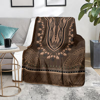 Brown African Dashiki With Tonga Ngatu Pattern Blanket