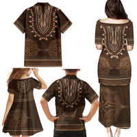 Brown African Dashiki With Tonga Ngatu Pattern Family Matching Puletasi and Hawaiian Shirt LT14 - Polynesian Pride