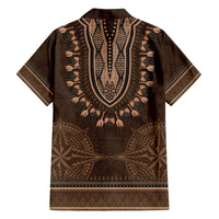 Brown African Dashiki With Tonga Ngatu Pattern Family Matching Puletasi and Hawaiian Shirt LT14 - Polynesian Pride