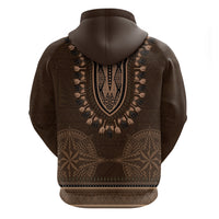 Brown African Dashiki With Tonga Ngatu Pattern Zip Hoodie