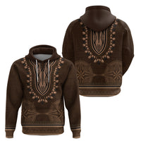 Brown African Dashiki With Tonga Ngatu Pattern Zip Hoodie