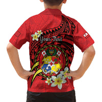 Personalised Tonga Emancipation Day Family Matching Off Shoulder Maxi Dress and Hawaiian Shirt Tongan Ngatu Pattern - Red Version LT14 - Polynesian Pride