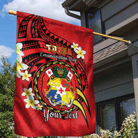 Personalised Tonga Emancipation Day Garden Flag Tongan Ngatu Pattern - Red Version