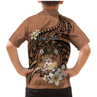 Personalised Tonga Emancipation Day Family Matching Mermaid Dress and Hawaiian Shirt Tongan Ngatu Pattern - Brown Version