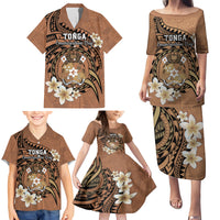 Personalised Tonga Emancipation Day Family Matching Puletasi and Hawaiian Shirt Tongan Ngatu Pattern - Brown Version LT14 - Polynesian Pride