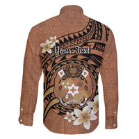 Personalised Tonga Emancipation Day Family Matching Puletasi and Hawaiian Shirt Tongan Ngatu Pattern - Brown Version LT14 - Polynesian Pride