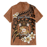 Personalised Tonga Emancipation Day Family Matching Tank Maxi Dress and Hawaiian Shirt Tongan Ngatu Pattern - Brown Version