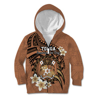 Personalised Tonga Emancipation Day Kid Hoodie Tongan Ngatu Pattern - Brown Version