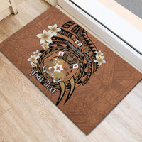 Personalised Tonga Emancipation Day Rubber Doormat Tongan Ngatu Pattern - Brown Version