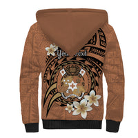 Personalised Tonga Emancipation Day Sherpa Hoodie Tongan Ngatu Pattern - Brown Version