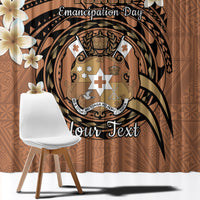 Personalised Tonga Emancipation Day Window Curtain Tongan Ngatu Pattern - Brown Version