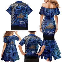 New Zealand Stewart Island Family Matching Mermaid Dress and Hawaiian Shirt Rakiura Kiwi Maori Glowing Sky