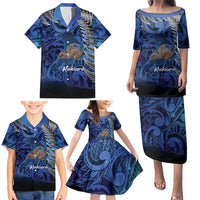 New Zealand Stewart Island Family Matching Puletasi and Hawaiian Shirt Rakiura Kiwi Maori Glowing Sky