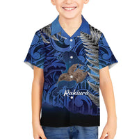 New Zealand Stewart Island Kid Hawaiian Shirt Rakiura Kiwi Maori Glowing Sky