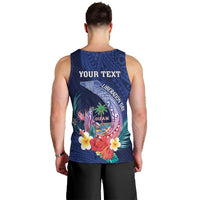 Personalised Guam Liberation Day Men Tank Top Happy 80th Anniversary Fish Hook Mix Tropical Flowers LT14 - Polynesian Pride