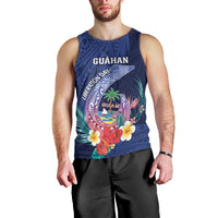 Personalised Guam Liberation Day Men Tank Top Happy 80th Anniversary Fish Hook Mix Tropical Flowers LT14 - Polynesian Pride
