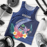 Personalised Guam Liberation Day Men Tank Top Happy 80th Anniversary Fish Hook Mix Tropical Flowers LT14 - Polynesian Pride