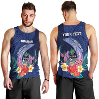 Personalised Guam Liberation Day Men Tank Top Happy 80th Anniversary Fish Hook Mix Tropical Flowers LT14 - Polynesian Pride