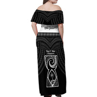 Guam Liberation Day Family Matching Off Shoulder Maxi Dress and Hawaiian Shirt Biba Guahan Chamorro 80th Anniversary - Black