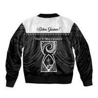 Guam Liberation Day Sleeve Zip Bomber Jacket Biba Guahan Chamorro 80th Anniversary - Black