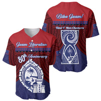 Guam Liberation Day Baseball Jersey Biba Guahan Chamorro 80th Anniversary - Blue LT14 - Polynesian Pride