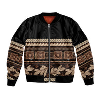 Black Samoa Siapo Teuila Flowers Bomber Jacket LT14 Unisex Black - Polynesian Pride