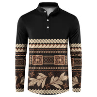 Black Samoa Siapo Teuila Flowers Button Sweatshirt LT14 Black - Polynesian Pride
