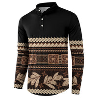 Black Samoa Siapo Teuila Flowers Button Sweatshirt LT14 - Polynesian Pride