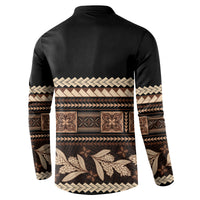 Black Samoa Siapo Teuila Flowers Button Sweatshirt LT14 - Polynesian Pride