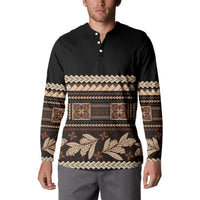 Black Samoa Siapo Teuila Flowers Button Sweatshirt LT14 - Polynesian Pride