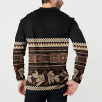 Black Samoa Siapo Teuila Flowers Button Sweatshirt LT14 - Polynesian Pride