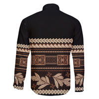 Black Samoa Siapo Teuila Flowers Family Matching Long Sleeve Bodycon Dress and Hawaiian Shirt