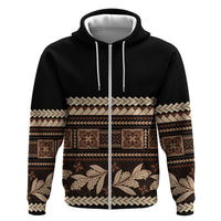 Black Samoa Siapo Teuila Flowers Hoodie LT14 Zip Hoodie Black - Polynesian Pride