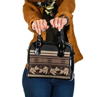 Black Samoa Siapo Teuila Flowers Shoulder Handbag LT14 One Size Black - Polynesian Pride