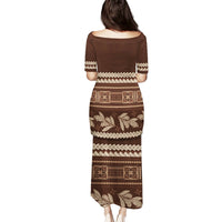 Brown Samoa Siapo Teuila Flowers Puletasi LT14 - Polynesian Pride