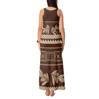 Brown Samoa Siapo Teuila Flowers Tank Maxi Dress
