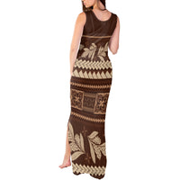 Brown Samoa Siapo Teuila Flowers Tank Maxi Dress LT14 - Polynesian Pride