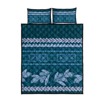 Dark Cyan Samoa Siapo Teuila Flowers Quilt Bed Set