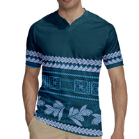 Dark Cyan Samoa Siapo Teuila Flowers Rugby Jersey LT14 - Polynesian Pride