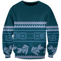 Dark Cyan Samoa Siapo Teuila Flowers Sweatshirt
