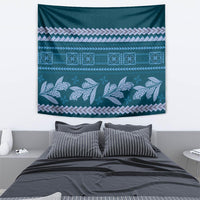Dark Cyan Samoa Siapo Teuila Flowers Tapestry