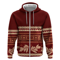 Red Samoa Siapo Teuila Flowers Hoodie LT14 Zip Hoodie Red - Polynesian Pride
