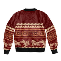 Red Samoa Siapo Teuila Flowers Sleeve Zip Bomber Jacket LT14 - Polynesian Pride