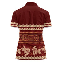 Red Samoa Siapo Teuila Flowers Women Polo Shirt