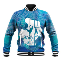 Turquoise Polynesia Father's Day Baseball Jacket Dad You Are My Hero