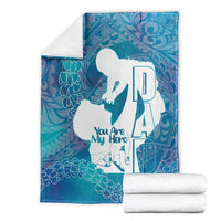 Turquoise Polynesia Father's Day Blanket Dad You Are My Hero