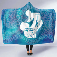Turquoise Polynesia Father's Day Hooded Blanket Dad You Are My Hero